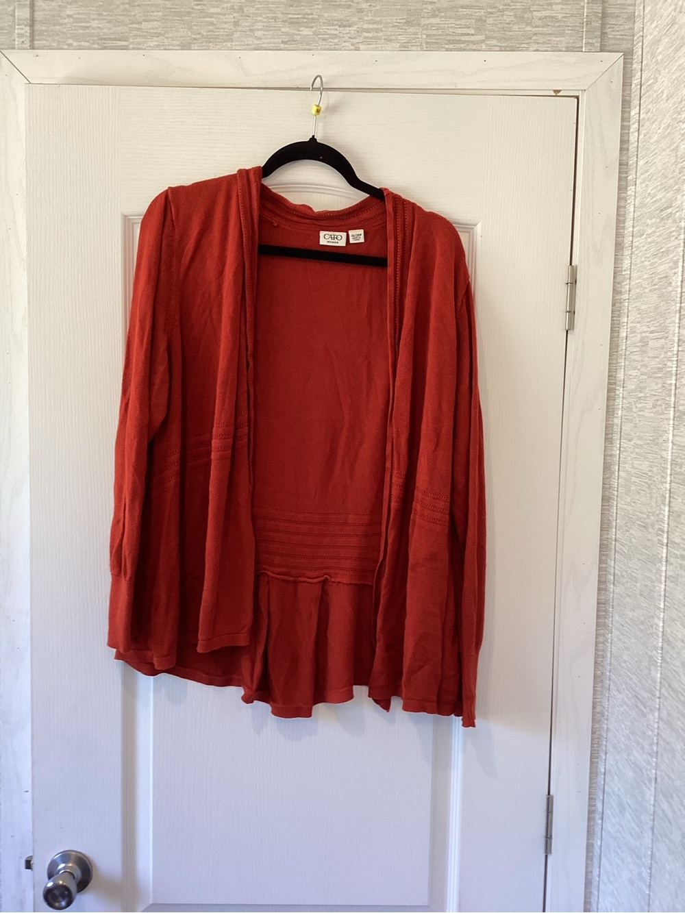 Cato Open-Front Cardigan Sweater - Rust 26/28W EUC